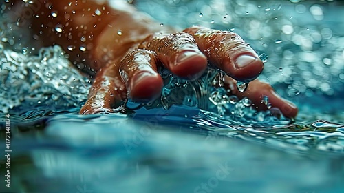 Swimmer's hand touching the wall at the end of a race