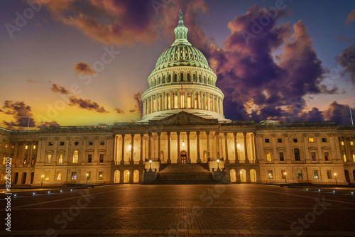  US Capitol building at sunset, Washington DC, USA.