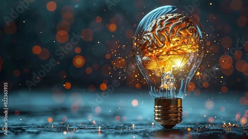 Creativity and innovative are keys to successConcept of new idea and innovation with Brain and light bulbs