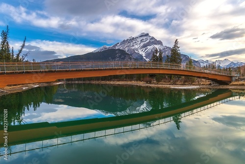Panoramic Bridge Over The Banff River