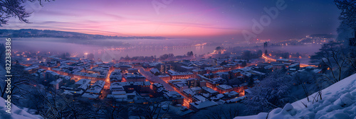 Enthralling Winter Twilight in Zurich: A landscape Capturing the Snowy City
