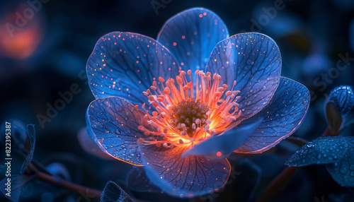 A flower with a blue and orange hue by AI generated image