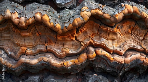 A close-up of the intricate patterns and textures of the Angel Oak's bark, revealing centuries of growth and weathering. List of Art Media Photograph inspired by Spring magazine