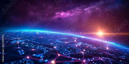 Earths rapid digital connectivity fuels global data transfers and intense exchanges. Concept Globalization, Data Transfers, Connectivity, Digital Revolution, Global Exchanges
