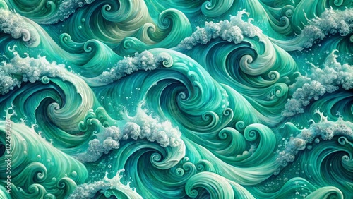 A blend of deep teal and light seafoam green waves Texture Background