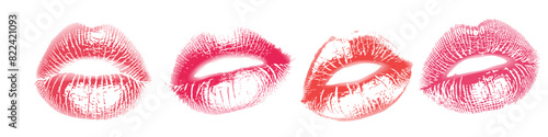 Lipstick kiss with lips print. Vector kiss mark imprint