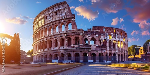 Ancient Roman Colosseum in Italy iconic architecture of Romes historic streets. Concept Ancient Architecture, Roman History, Colosseum, Historic Streets, Italy