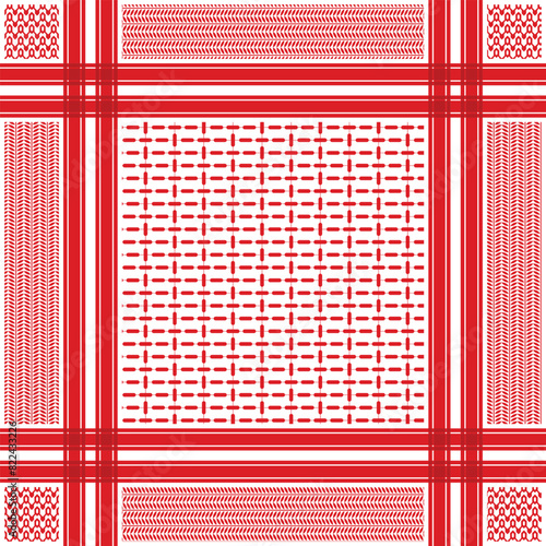 Red keffiyeh scarf fabric pattern background