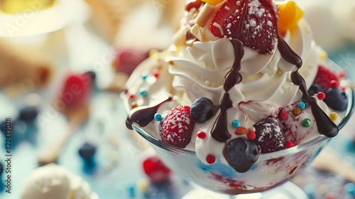 The Ultimate Ice Cream Sundae Delight. Generative AI