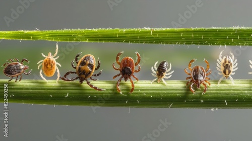 different stages of the life of ticks, from larvae to adults, to show their life cycle and how they develop. generative ai