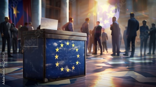 Voting in the European elections. European Parliament. Ballot box.