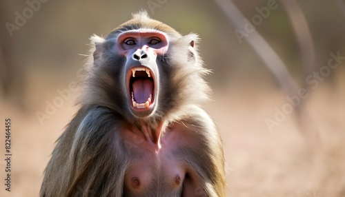 A Baboon Using Its Vocalizations To Warn The Group