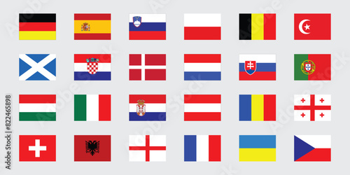 Euro 2024, Flat flags of euro 2024, flags of 24 participating countries in euro 2024