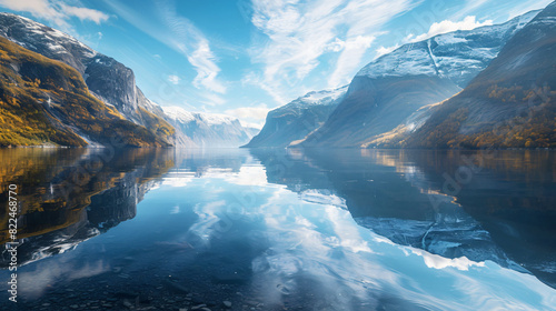 Majestic Norwegian Fjord with Crystal Clear Reflection