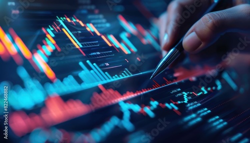 Businessman analyzing growth graph and progress of business and analyzing financial and investment data. business, finance and investment concept.