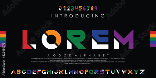 Modern Lorem abstract digital alphabet font. Minimal technology typography, Creative urban sport fashion futuristic font and with numbers. vector illustration eps 10.