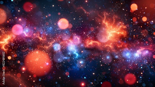 A black backdrop adorned with a multitude of stars, mostly red and blue, densely clustered in the image's center