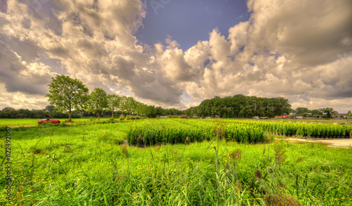 Big clouds floating over a pastoral landscape in The Netherlands.