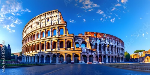 Iconic Architecture of Rome: The Ancient Roman Colosseum in Italy and Historic Streets. Concept Rome, Colosseum, Architecture, History, Travel