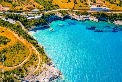 Xigia Beach, Zakynthos or Zante Island, Greece. Beautiful views of azure sea water and nature with cliffs