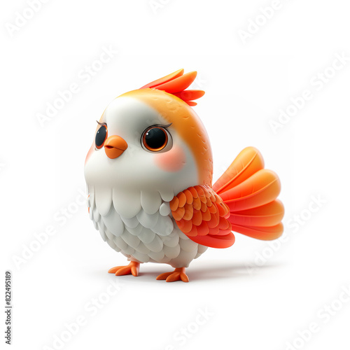 Small White and Orange Bird With Orange Wings