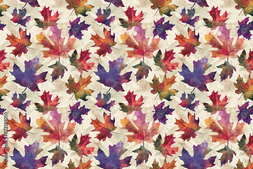 Seamless pattern with autumn maple leaves in watercolor style, perfect for seasonal and vibrant decorations