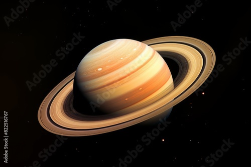 High-resolution image of planet saturn with prominent rings on a cosmic background