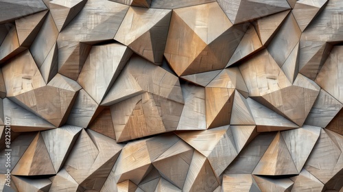 3d Wooden pattern Panel, With Wooden Background For Wall, 3d illustration. Abstract low poly background. Polygonal shapes background, geometric shape with wood texture