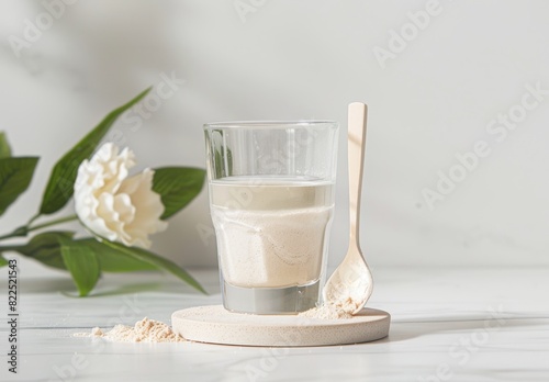 Enhance wellness with collagen powder and water; a blend for beauty and health.
