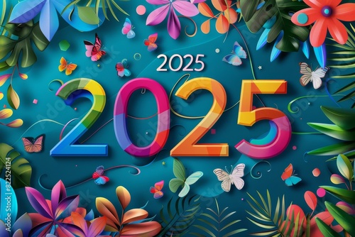 2025 New Year background, 2025 greeting card and logo design, happy celebrate banner, eve poster