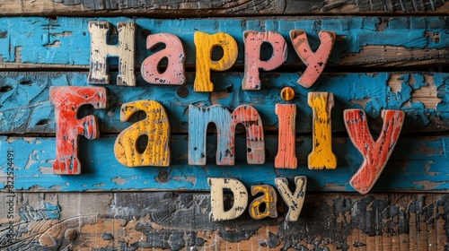 family celebration, a colorful banner adorned with the phrase happy family day creates a festive atmosphere and sets the celebratory mood
