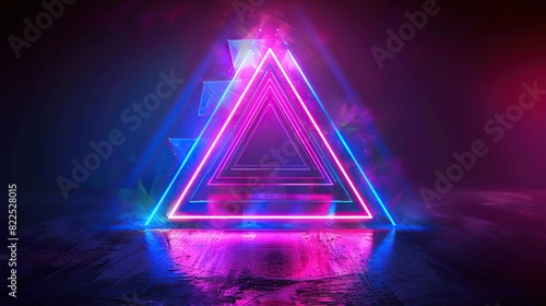 geometric triangular figure in a neon laser light - great for backgrounds