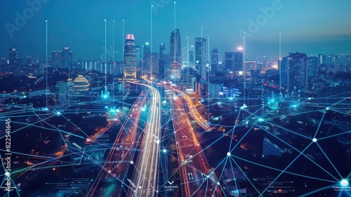Modern city and smart transportation and intelligent communication network of things ,wireless connection technologies for business