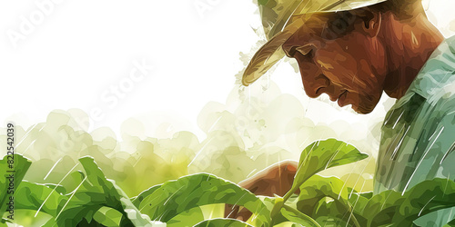 A farmer tends to their crops, the sweat of their brow testament to their dedication and labor