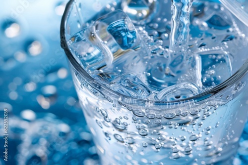 Glass of water with ice cubes in it