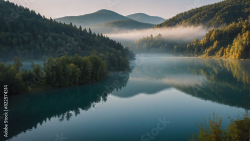 Lacu Rosu Lake, Misty Morning in Harghita County, Romania