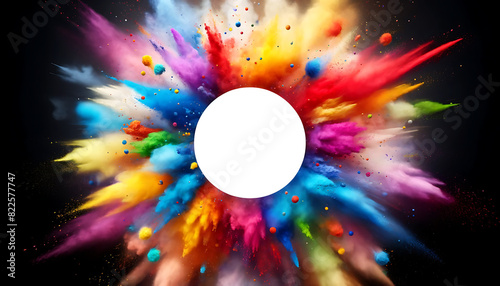 explosion de couleurs au teintes vives avec au un cercle centre blanc