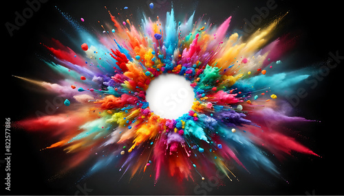 explosion poudre multicolore avec centre blanc