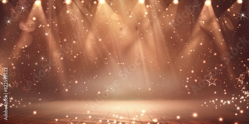 Abstract background. Vector illustration of a stage with lights. Shining, glowing. Suitable for presentations, events, and performances.