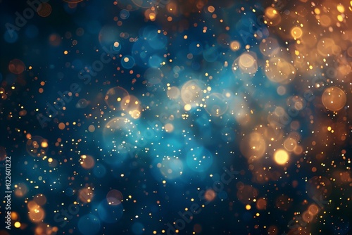 Blue and gold background with small lights