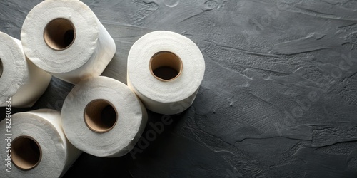 Stack of Toilet Paper Rolls on a Dark Background