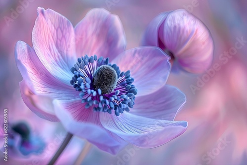 Pink flower with a blue center
