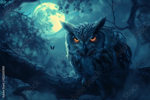 An owl perched on a dark branch