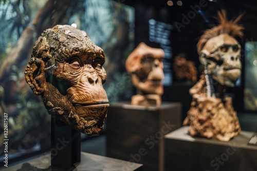 Human Evolution Unveiled A museum exhibit showcasing the fossilized remains and artistic reconstructions of our ancient ancestors