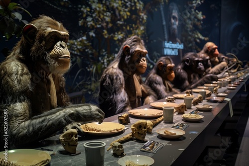 Human Evolution Unveiled A museum exhibit showcasing the fossilized remains and artistic reconstructions of our ancient ancestors.
