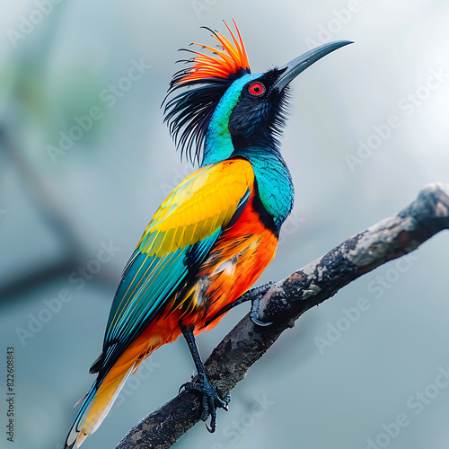 Bird of paradise, Avis paradisi, vibrant colorful animal, close up, portrait
