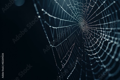 Elaborate Spider poison web closeup. Trap natura art net horror. Generate Ai