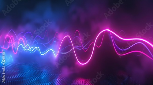 abstract audio waveform with neon blue and pink accents futuristic music concept