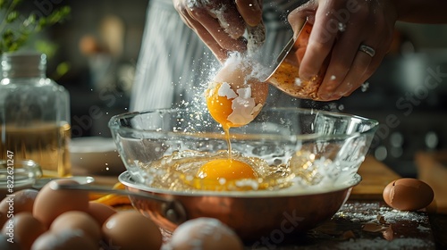 Delicate Egg Cracking in a Minimalist Scandinavian Kitchen Mindful Cooking in Natural Light