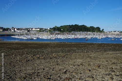 The marina of St Malo at low tide in Brittany in France, Europe